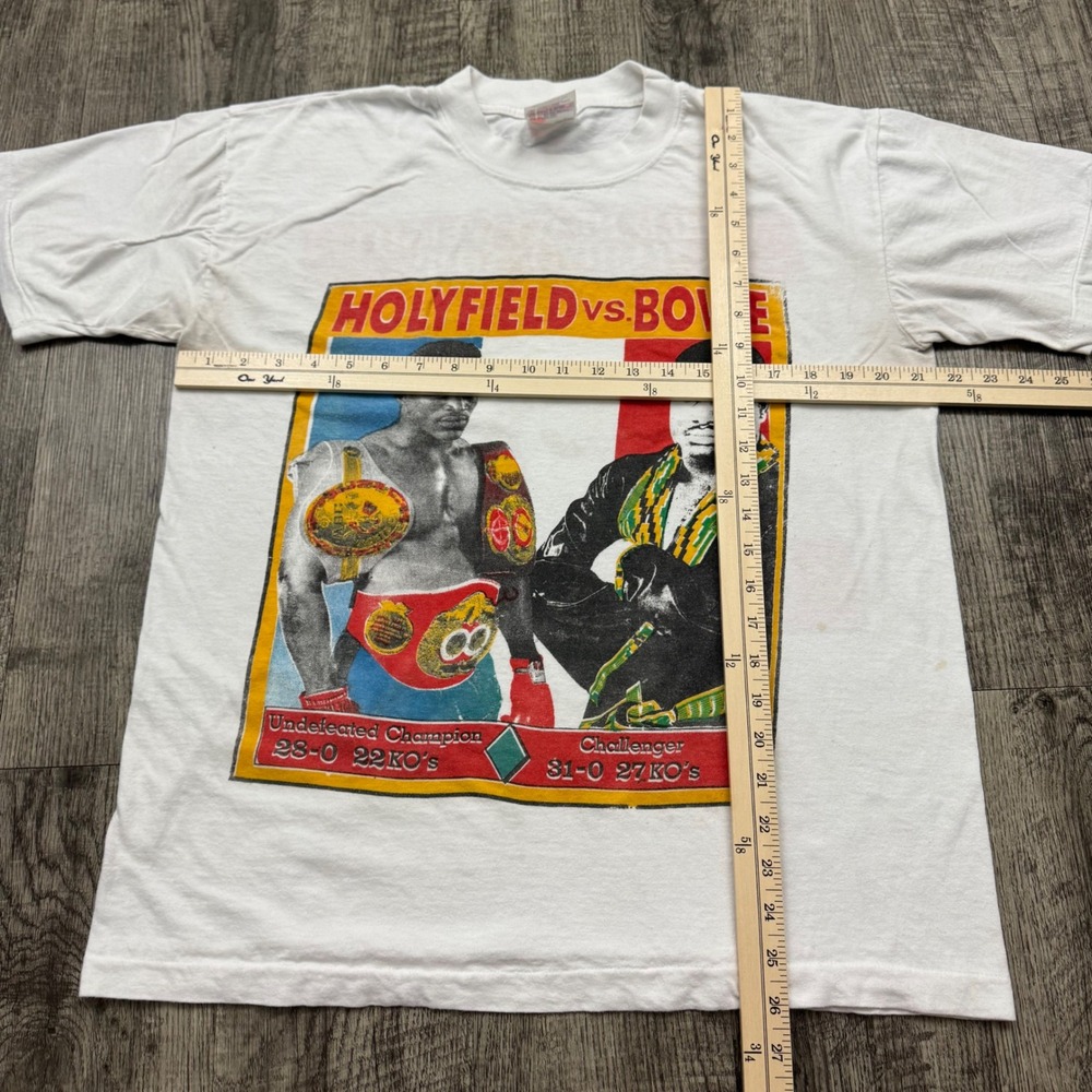 Vintage 1992 Holyfield vs Bowe Boxing T-Shirt Tee Single Stitch 90s - Picture 3 of 7